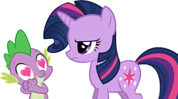 Size: 7870x4418 | Tagged: safe, artist:choopy, character:spike, character:twilight sparkle, episode:the cutie pox, g4, my little pony: friendship is magic, absurd resolution, alternate hairstyle, heart eyes, rarity hair, simple background, transparent background, vector, wingding eyes