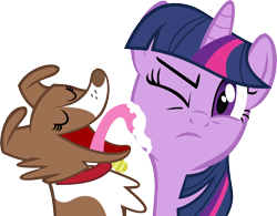 Size: 7854x6128 | Tagged: safe, artist:choopy, character:twilight sparkle, character:winona, absurd resolution, licking, simple background, transparent background, vector