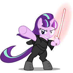 Size: 1920x1920 | Tagged: safe, artist:mrflabbergasted, character:starlight glimmer, species:pony, bipedal, crossover, female, kylo ren, lightsaber, simple background, sithlight glimmer, solo, star wars, star wars: the force awakens, transparent background, vector