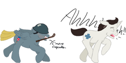 Size: 1024x511 | Tagged: safe, artist:mediponee, crossover, disciplinary action, medic, ponified, riding crop, soldier, team fortress 2