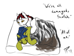 Size: 1024x768 | Tagged: safe, artist:juleppony, oc, oc only, oc:blackjack, oc:scotch tape, species:earth pony, species:pony, species:unicorn, fallout equestria, fallout equestria: project horizons, accident, bedwetting, pissing, simple background, urine, wetting, white background