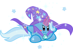 Size: 738x501 | Tagged: safe, artist:jrk08004, character:trixie, crossover, kirby, kirby (character), kirby trixie, kirbyfied, magic, nintendo, parody, simple background, species swap, stars, transparent background, video game
