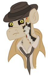 Size: 800x1262 | Tagged: safe, artist:mediponee, oc, oc only, oc:nicker valentine, crossover, fallout, fallout 4, nick valentine, ponified, solo, synth, synth (fallout 4)