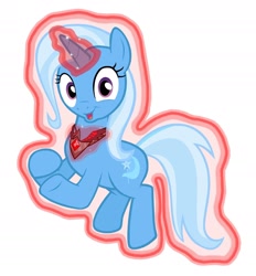 Size: 1980x2136 | Tagged: safe, artist:éclair, character:trixie, species:pony, species:unicorn, episode:magic duel, episode:the cutie re-mark, g4, my little pony: friendship is magic, 8^y, alicorn amulet, amulet, clapping, dark magic, female, floating, looking at you, magic, mare, open mouth, simple background, smiling, solo, starlight says bravo, wide eyes