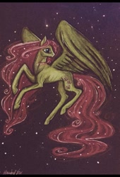 Size: 497x732 | Tagged: safe, artist:lanteria, character:fluttershy, female, solo, spread wings, traditional art, wings
