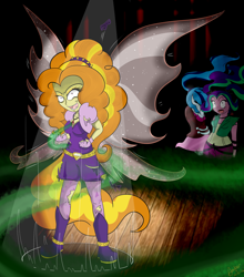 Size: 2200x2500 | Tagged: safe, artist:amberony, character:adagio dazzle, character:aria blaze, character:sonata dusk, my little pony:equestria girls, big wings, fin wings, transformation