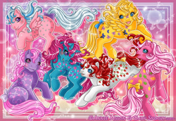 Size: 870x598 | Tagged: safe, artist:anniemsson, g1, baby dancing butterflies, baby love melody, baby milky way, baby sugarberry, baby sweet tooth, baby up up and away, twice as fancy ponies