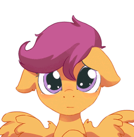 Size: 273x278 | Tagged: safe, artist:risu-nya, character:scootaloo, species:pegasus, species:pony, animated, blushing, cute, cutealoo, female, filly, floppy ears, hnnng, looking at you, sad, sadorable, simple background, solo, white background
