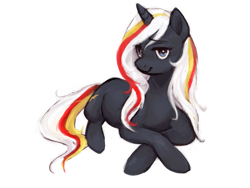 Size: 900x675 | Tagged: safe, artist:johling, oc, oc only, oc:velvet remedy, species:pony, species:unicorn, fallout equestria, fanfic, fanfic art, female, mare, prone, simple background, solo, transparent background