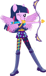 Size: 3956x6567 | Tagged: safe, artist:lunarina, character:twilight sparkle, character:twilight sparkle (scitwi), species:eqg human, equestria girls:friendship games, g4, my little pony: equestria girls, my little pony:equestria girls, archer, bow (weapon), crystal prep shadowbolts, female, ponied up, scitwilicorn, simple background, solo, transparent background, vector