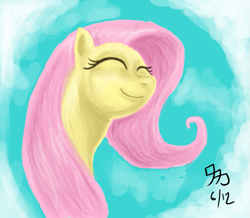 Size: 849x742 | Tagged: safe, artist:wafflecannon, character:fluttershy, species:pegasus, species:pony, eyes closed, female, mare, smiling, solo