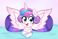 Size: 1800x1200 | Tagged: safe, artist:pandamoniyum, character:princess flurry heart, species:alicorn, species:pony, episode:the crystalling, g4, my little pony: friendship is magic, baby, baby pony, cute, diaper, eye clipping through hair, female, flurrybetes, heart eyes, open mouth, solo, wingding eyes