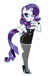 Size: 1211x1900 | Tagged: safe, artist:meb90, character:rarity, species:anthro, species:plantigrade anthro, clothing, female, high heels, looking at you, pantyhose, simple background, solo, white background