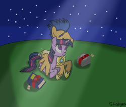 Size: 1762x1498 | Tagged: safe, artist:shabrina025, character:flash sentry, character:twilight sparkle, ship:flashlight, equestria girls:friendship games, g4, my little pony: equestria girls, my little pony:equestria girls, album, blushing, book, cute, date, diasentres, embrace, female, hug, male, music, night, present, shipping, straight, twiabetes, valentine's day, winghug