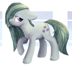 Size: 1438x1348 | Tagged: safe, artist:kaylemi, character:marble pie, chest fluff, ear fluff, female, hair over one eye, raised hoof, solo