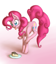 Size: 796x900 | Tagged: safe, artist:countaile, character:pinkie pie, cake, cheesecake, female, food, solo, tongue out