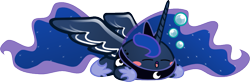 Size: 917x300 | Tagged: safe, artist:jrk08004, character:princess luna, bubble, crossover, female, kirby, kirby (character), kirby luna, kirbyfied, nintendo, parody, simple background, sleeping, solo, species swap, transparent background, vector, video game