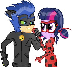 Size: 623x581 | Tagged: safe, artist:malachitebases, artist:shabrina025, base used, character:flash sentry, character:twilight sparkle, character:twilight sparkle (scitwi), species:eqg human, ship:flashlight, my little pony:equestria girls, adorkable, adrien agreste, chat noir, clothing, cosplay, costume, crossover, cute, diasentres, domino mask, dork, female, humanized, ladybug, male, marinette dupain-cheng, mask, miraculous ladybug, shipping, straight, stupid sexy flash sentry