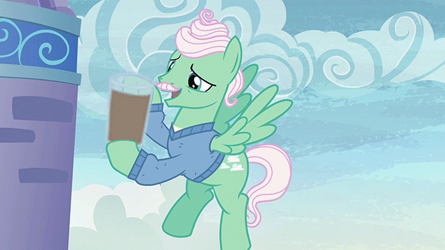 Size: 640x360 | Tagged: safe, artist:x-saltedfish, edit, edited screencap, screencap, character:gentle breeze, episode:flutter brutter, g4, my little pony: friendship is magic, animated, chocolate, chocolate milk, clumsy, everything is ruined, exploitable meme, flying, food, frown, male, meme, milk, oops, open mouth, smiling, solo, spilled milk, spread wings, talking, wide eyes, wings