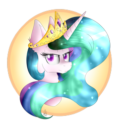 Size: 2061x2125 | Tagged: safe, artist:norica-official, character:princess celestia, species:pony, female, mare, portrait, simple background, solo, transparent background