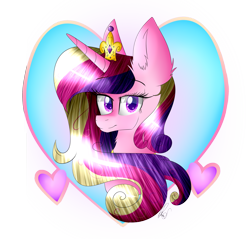 Size: 2100x2011 | Tagged: safe, artist:norica-official, character:princess cadance, ear fluff, female, portrait, simple background, solo, transparent background