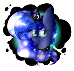 Size: 2227x2115 | Tagged: safe, artist:norica-official, character:princess luna, ear fluff, female, portrait, simple background, solo, transparent background