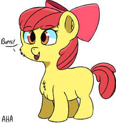 Size: 1600x1700 | Tagged: safe, artist:an-honest-appul, character:apple bloom, adorabloom, butts, cute, female, open mouth, simple background, solo, white background