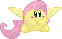Size: 576x367 | Tagged: safe, artist:jrk08004, character:fluttershy, crossover, cute, female, kirby, kirby (character), kirby fluttershy, kirbyfied, nintendo, parody, simple background, solo, species swap, transparent background, video game