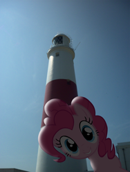 Size: 1900x2533 | Tagged: safe, artist:harpycross, character:pinkie pie, irl, lighthouse, photo, ponies in real life, portland, solo, vector