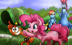 Size: 2898x1811 | Tagged: safe, artist:malifikyse, character:pinkie pie, character:rainbow dash, crossover, sylvia, wander (wander over yonder), wander over yonder, zbornak