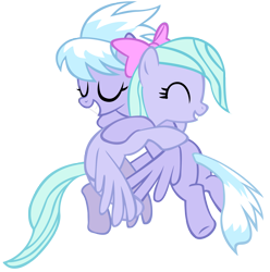 Size: 2560x2578 | Tagged: safe, artist:aeroytechyon-x, character:cloudchaser, character:flitter, species:pegasus, species:pony, duo, eyes closed, female, high res, hug, mare, simple background, smiling, transparent background
