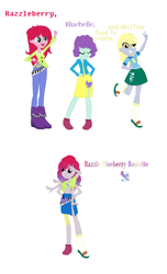 Size: 899x1474 | Tagged: safe, artist:the-75th-hunger-game, character:derpy hooves, my little pony:equestria girls, blueberry pie, fusion, multiple arms, raspberry fluff, the muffins