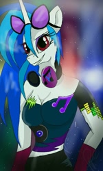 Size: 600x1000 | Tagged: safe, artist:zomixnu, character:dj pon-3, character:vinyl scratch, species:anthro, drawn on phone, female, solo
