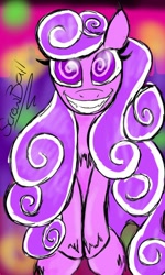 Size: 600x1000 | Tagged: safe, artist:zomixnu, character:screwball, drawn on phone, evil grin, female, grin, looking at you, smiling, solo