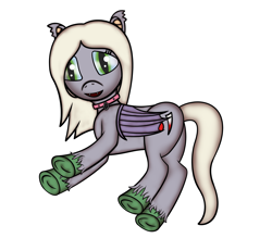 Size: 4000x3500 | Tagged: safe, artist:anonpony1, base used, oc, oc only, oc:sanguine morning, species:bat pony, species:pony, collar, lying down, on side, simple background, solo, unshorn fetlocks, white background