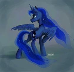 Size: 3454x3341 | Tagged: safe, artist:nayshie, character:princess luna, female, moonbutt, plot, solo, spread wings, turning, wings