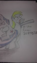 Size: 1536x2560 | Tagged: safe, artist:joey012, derpibooru original, character:derpy hooves, character:twilight sparkle, species:pegasus, species:pony, epic rage time, female, mare, pencil drawing, traditional art