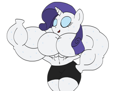 Size: 1024x768 | Tagged: safe, artist:broozerpunch, character:rarity, species:anthro, arm hooves, female, hyper, muscles, overdeveloped muscles, ripped rarity, simple background, solo, transparent background