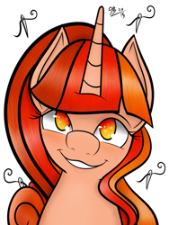 Size: 1600x2133 | Tagged: safe, artist:cosmicchrissy, oc, oc only, oc:starry flame, species:pony, species:unicorn, bust, female, grin, mare, portrait, simple background, smiling, solo, transparent background