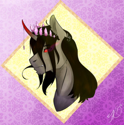 Size: 500x502 | Tagged: safe, artist:mint-and-love, character:king sombra, species:pony, aesthetics, bust, bust shot, crystal, male, portrait, solo, stallion