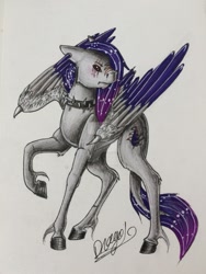 Size: 1024x1365 | Tagged: safe, artist:drago-draw, oc, oc only, species:pegasus, species:pony, commission, solo, traditional art