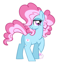 Size: 1600x1696 | Tagged: safe, artist:sugahfox, oc, oc only, oc:love letter, parent:pinkie pie, parent:trixie, parents:trixiepie, species:earth pony, species:pony, female, magical lesbian spawn, mare, offspring, raised hoof, simple background, solo, transparent background