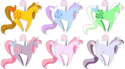 Size: 675x375 | Tagged: safe, artist:kicked-in-teeth, character:blossom, character:blue belle (g1), character:cotton candy (g1), character:minty (g1), character:snuzzle (g1), g1, blossom, butterscotch (g1), original six, pixel art, simple background, transparent background