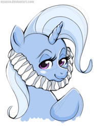 Size: 800x1053 | Tagged: safe, artist:nyaasu, character:trixie, species:pony, species:unicorn, clothing, collar, elizabethan, female, mare, ruff (clothing), simple background, solo, white background