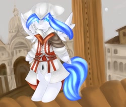 Size: 1280x1083 | Tagged: safe, artist:fluffire, oc, oc only, oc:rescue pony, assassin's creed, clothing, cosplay, costume, ezio auditore, solo