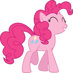 Size: 6443x6400 | Tagged: safe, artist:stjonal, character:pinkie pie, .svg available, absurd resolution, eyes closed, female, grin, simple background, smiling, solo, transparent background, vector, walking