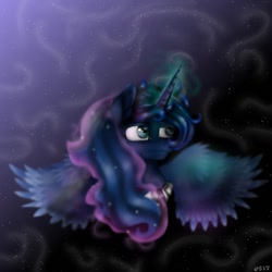 Size: 1024x1024 | Tagged: safe, artist:neonspirit17, character:princess luna, species:alicorn, species:pony, bust, female, portrait, solo, spread wings, wings