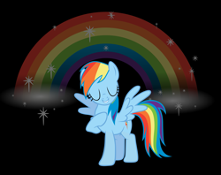 Size: 1979x1567 | Tagged: safe, artist:cthulhuandyou, character:rainbow dash, species:pegasus, species:pony, eyes closed, female, hoof on chest, mare, rainbow, raised hoof, smiling, solo, spread wings, standing, svg, vector, wings