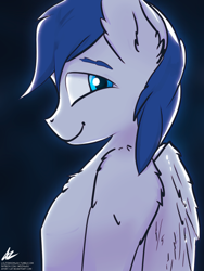 Size: 1200x1600 | Tagged: safe, artist:moonway, oc, oc only, species:anthro, species:pegasus, species:pony, male, smiling, solo, ych result