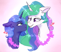 Size: 937x808 | Tagged: safe, artist:shiny-cooler, character:princess celestia, character:princess luna, species:alicorn, species:pony, ship:princest, blushing, eye contact, female, heart, imminent kissing, incest, lesbian, looking at each other, mare, s1 luna, shipping